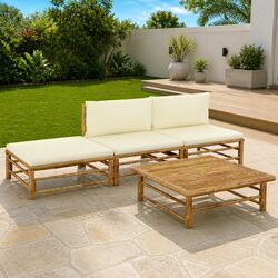 Practical 4-Piece Bamboo Lounge Set for Any Garden