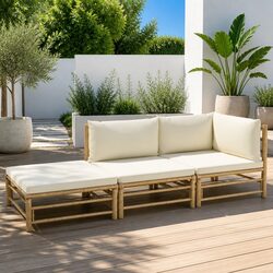 Versatile 3 Piece Bamboo Lounge Set for Outdoor Use