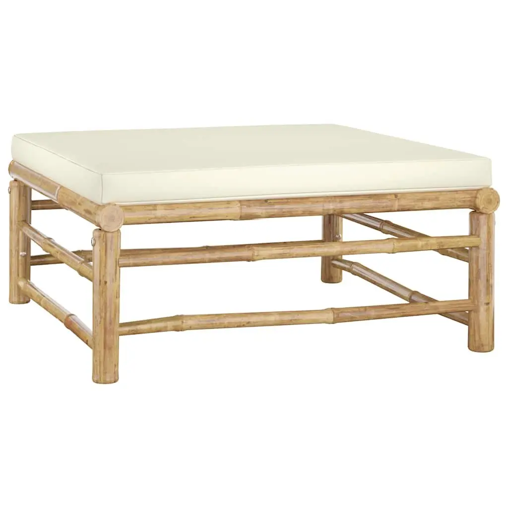 8 Piece Bamboo Garden Lounge Set Outdoor Furniture with Cream White Cushions