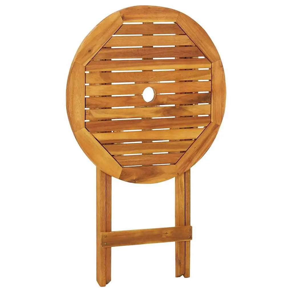 Folding Garden Dining Set Solid Acacia Wood 3 Piece Brown