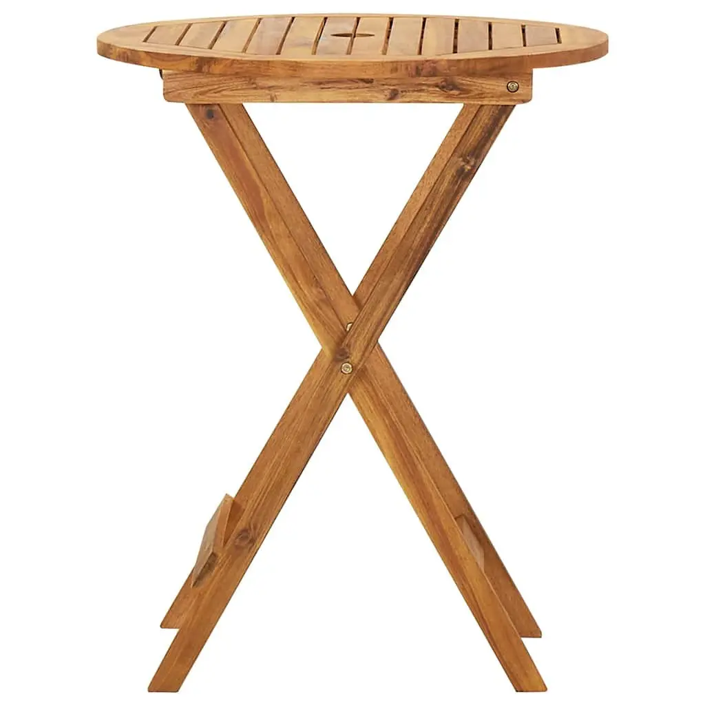 Folding Garden Dining Set Solid Acacia Wood 3 Piece Brown