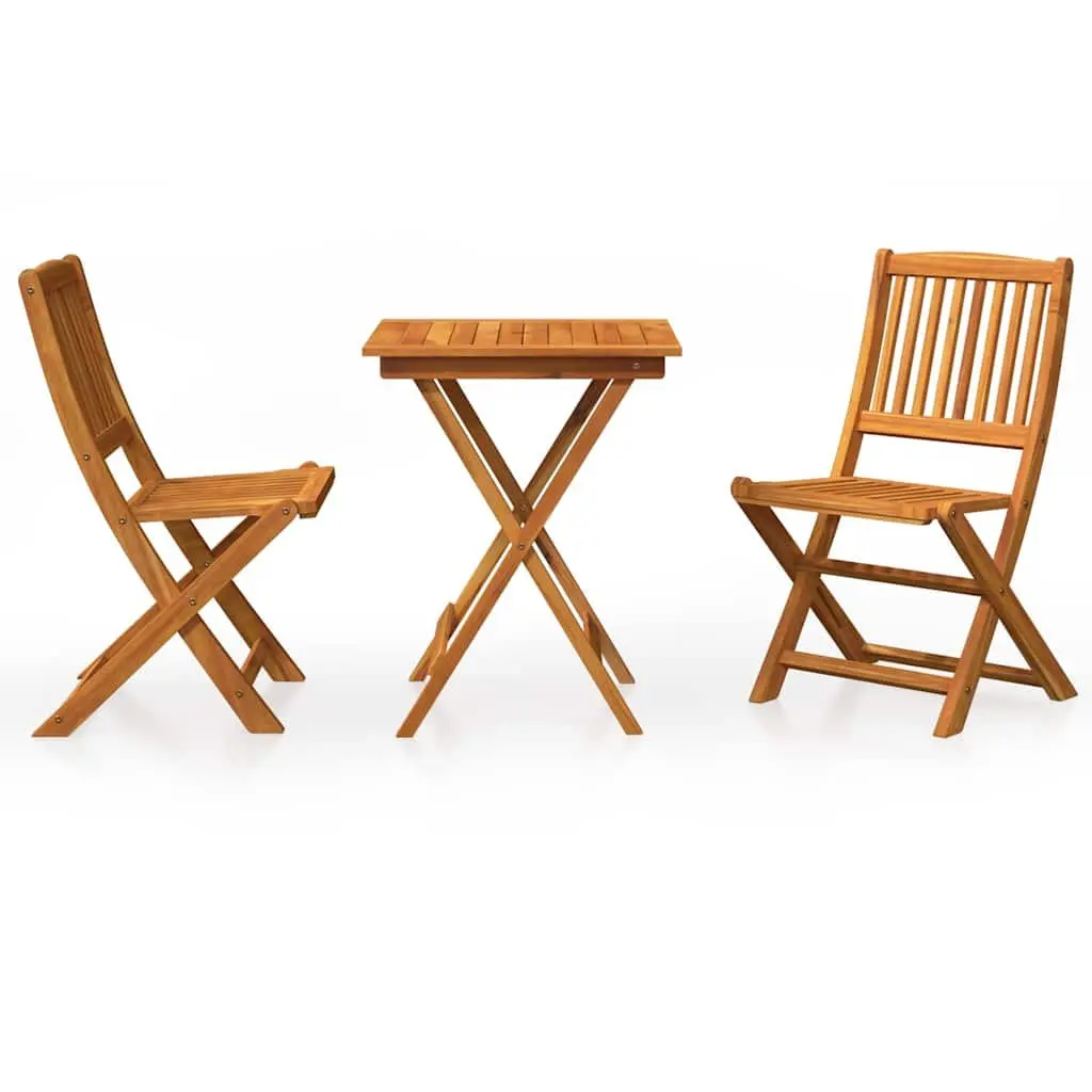 3 Piece Folding Garden Dining Set Outdoor Table Chairs Wooden Acacia