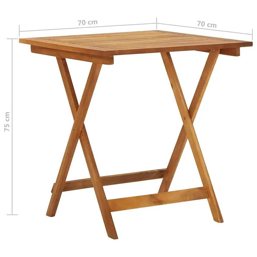 Outdoor Folding Dining Set Brown Solid Acacia Wood 3 Piece Table Chairs
