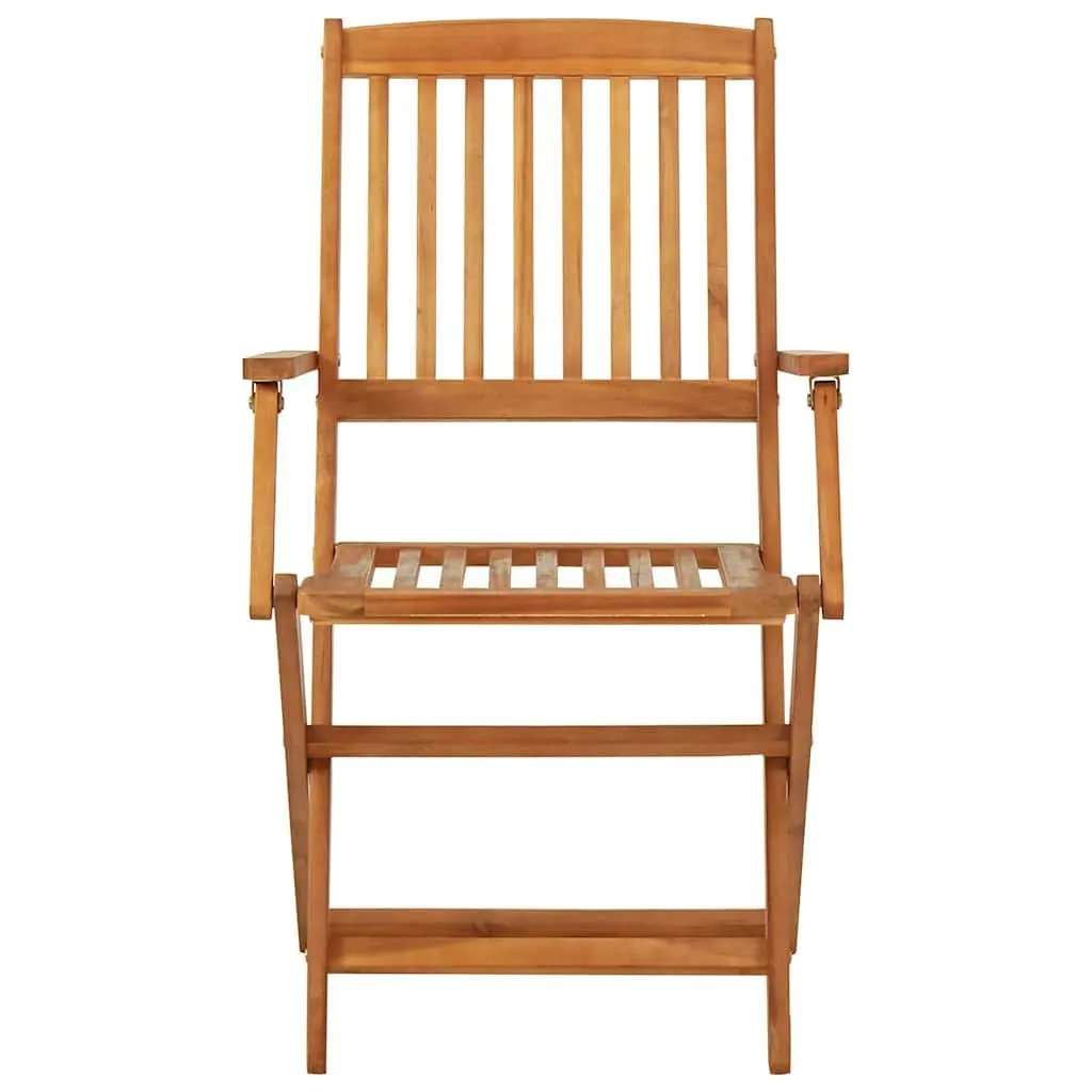 Outdoor Folding Dining Set Brown Solid Acacia Wood 3 Piece Table Chairs