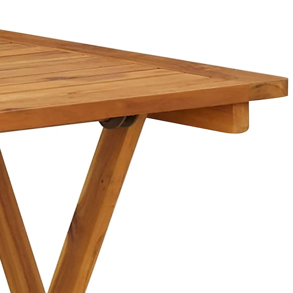 Outdoor Folding Dining Set Brown Solid Acacia Wood 3 Piece Table Chairs