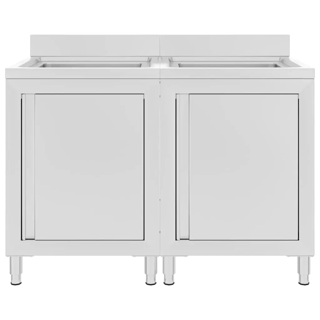 Commercial Kitchen Sink Cabinet Set Stainless Steel Storage Table 2 Pieces 60x60x96cm