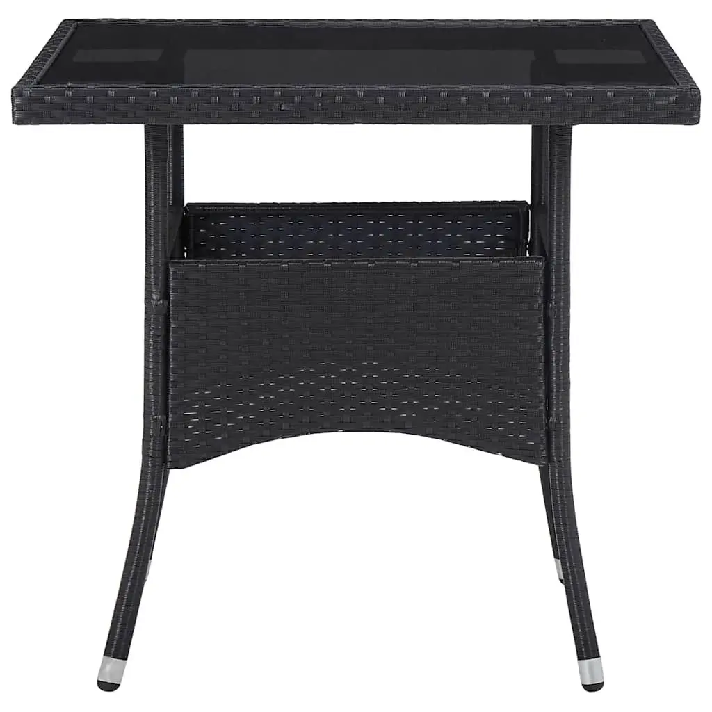 5 Piece Garden Dining Set Outdoor Steel Frame Black PE Rattan Glass Top