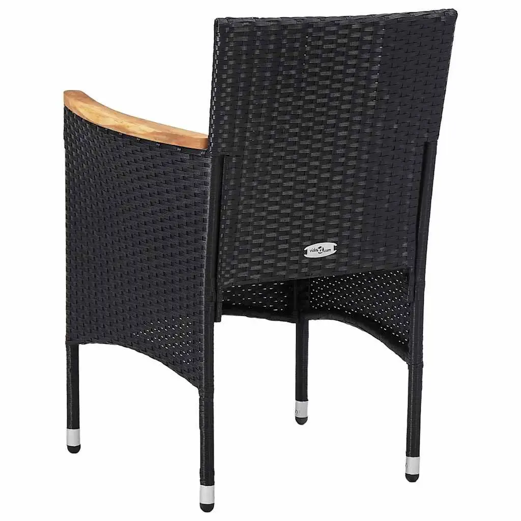 5 Piece Garden Dining Set Outdoor Steel Frame Black PE Rattan Glass Top