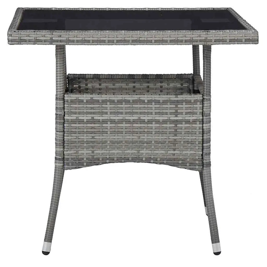 5 Piece Outdoor Dining Set Grey PE Rattan Steel Frame Acacia Wood Patio Furniture