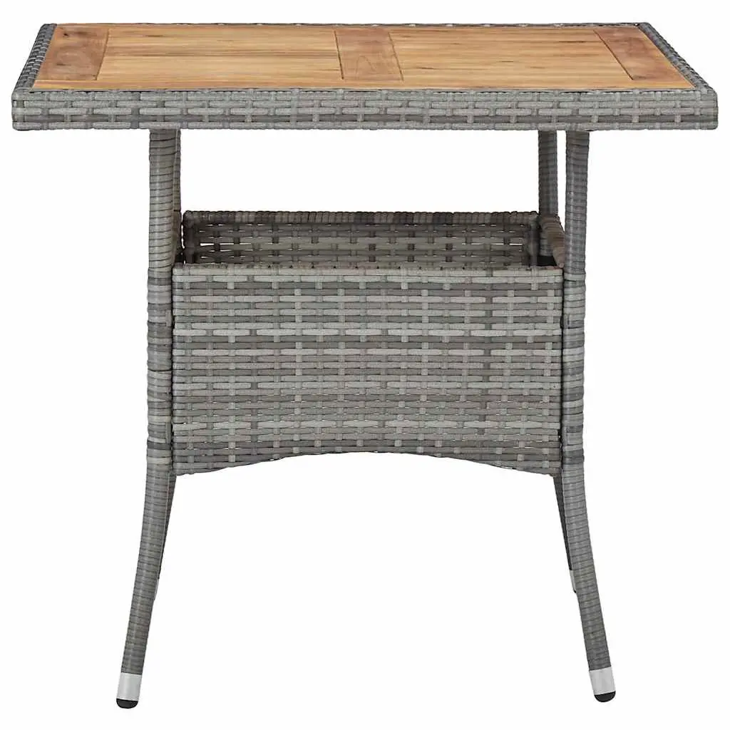 5 Piece Outdoor Dining Set Rattan Chairs Table Grey Powder-coated Steel Acacia Wood