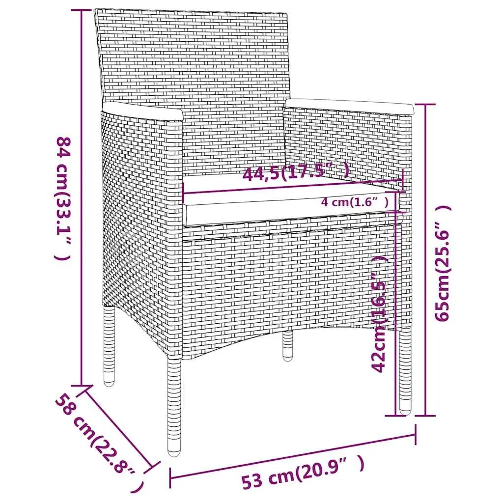 5 Piece Garden Dining Set Powder-coated Steel PE Rattan Grey Tempered Glass Table Chairs Outdoor