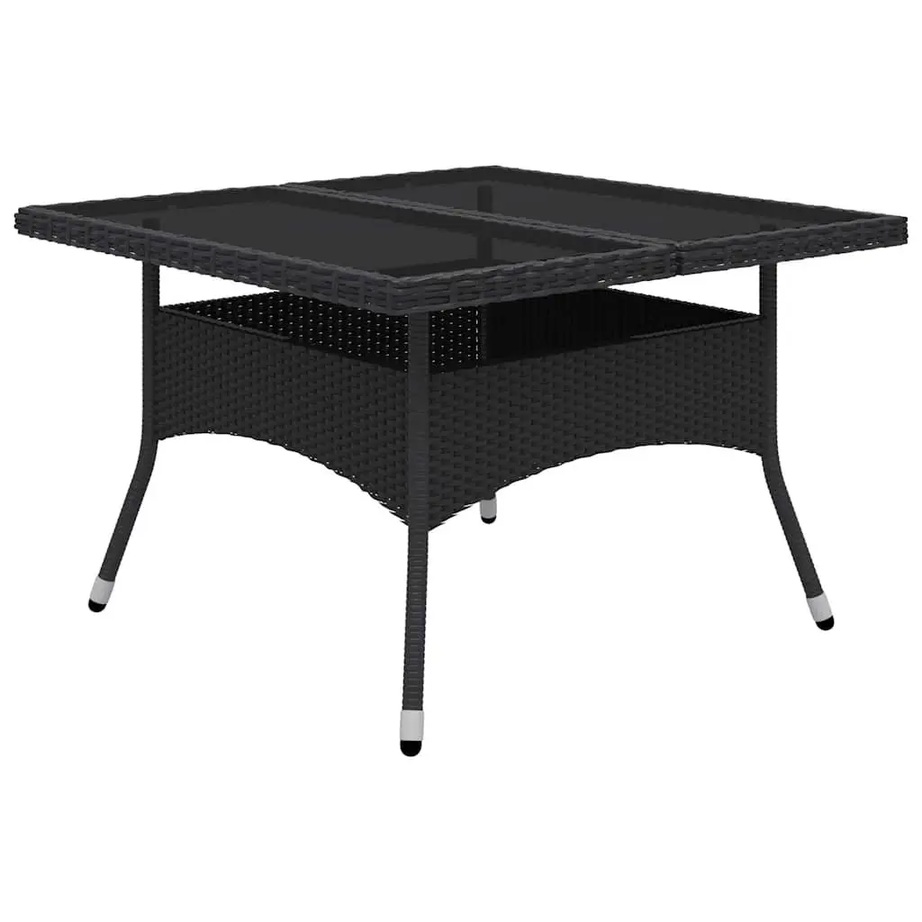 Outdoor Dining Set 9 Piece Garden Patio Table Chairs Glass Top Black Rattan