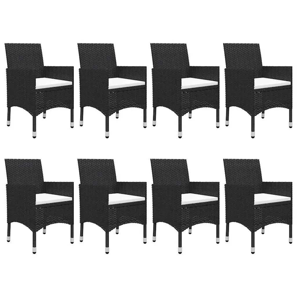 Outdoor Dining Set 9 Piece Garden Patio Table Chairs Glass Top Black Rattan