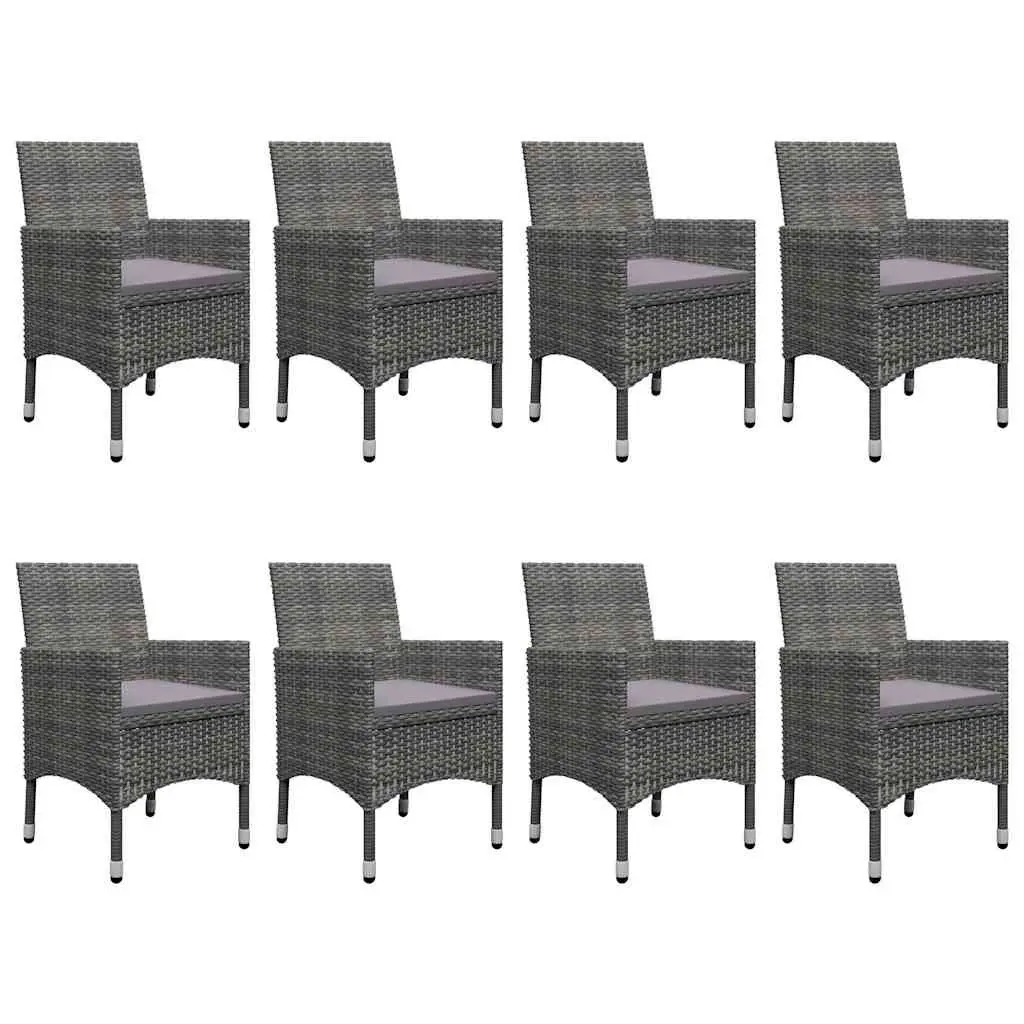 Outdoor Dining Set 9 Piece Garden Furniture PE Rattan Glass Table Chairs Grey