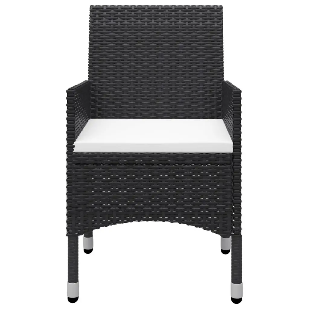 9 Piece Dining Set Garden Furniture Reinforced Steel Frame Black Weather Resistant PE Rattan Acacia Wood Tabletop