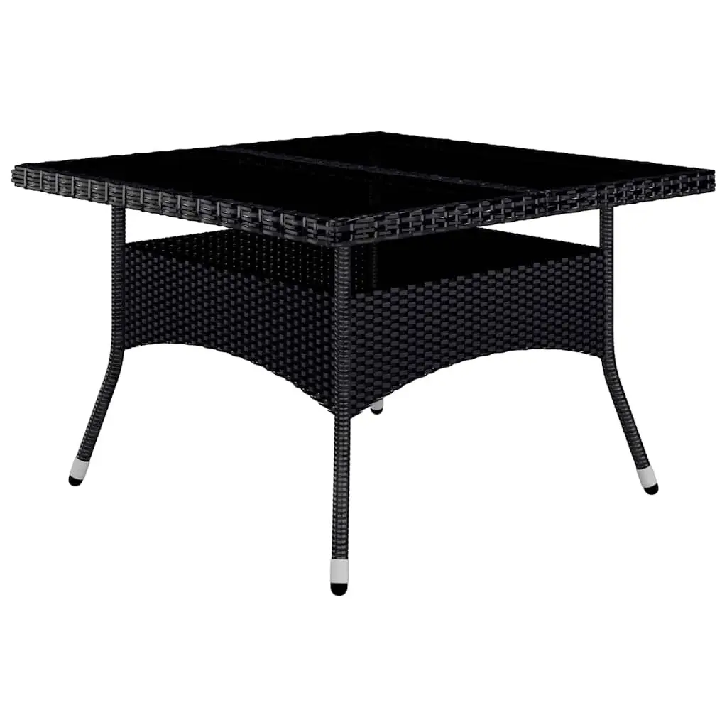 9 Piece Outdoor Dining Set Poly Rattan Reinforced Steel Frame Acacia Wood Black
