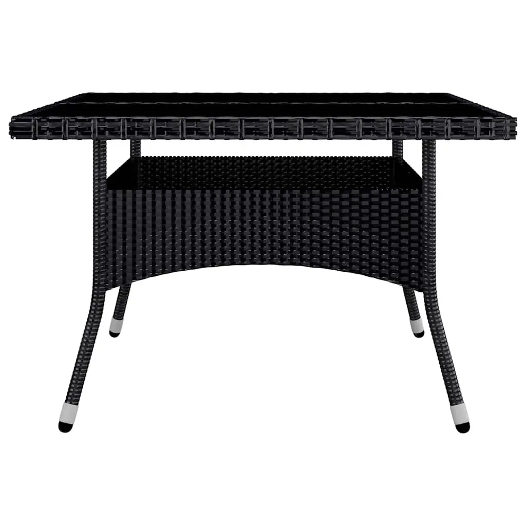 9 Piece Outdoor Dining Set Poly Rattan Reinforced Steel Frame Acacia Wood Black
