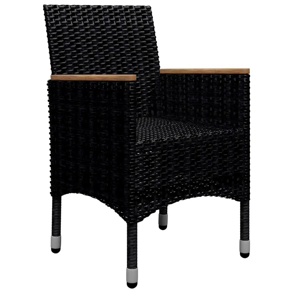 9 Piece Outdoor Dining Set Poly Rattan Reinforced Steel Frame Acacia Wood Black