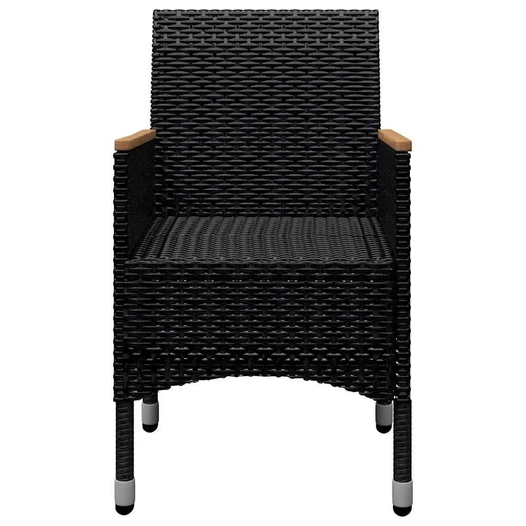 9 Piece Outdoor Dining Set Poly Rattan Reinforced Steel Frame Acacia Wood Black