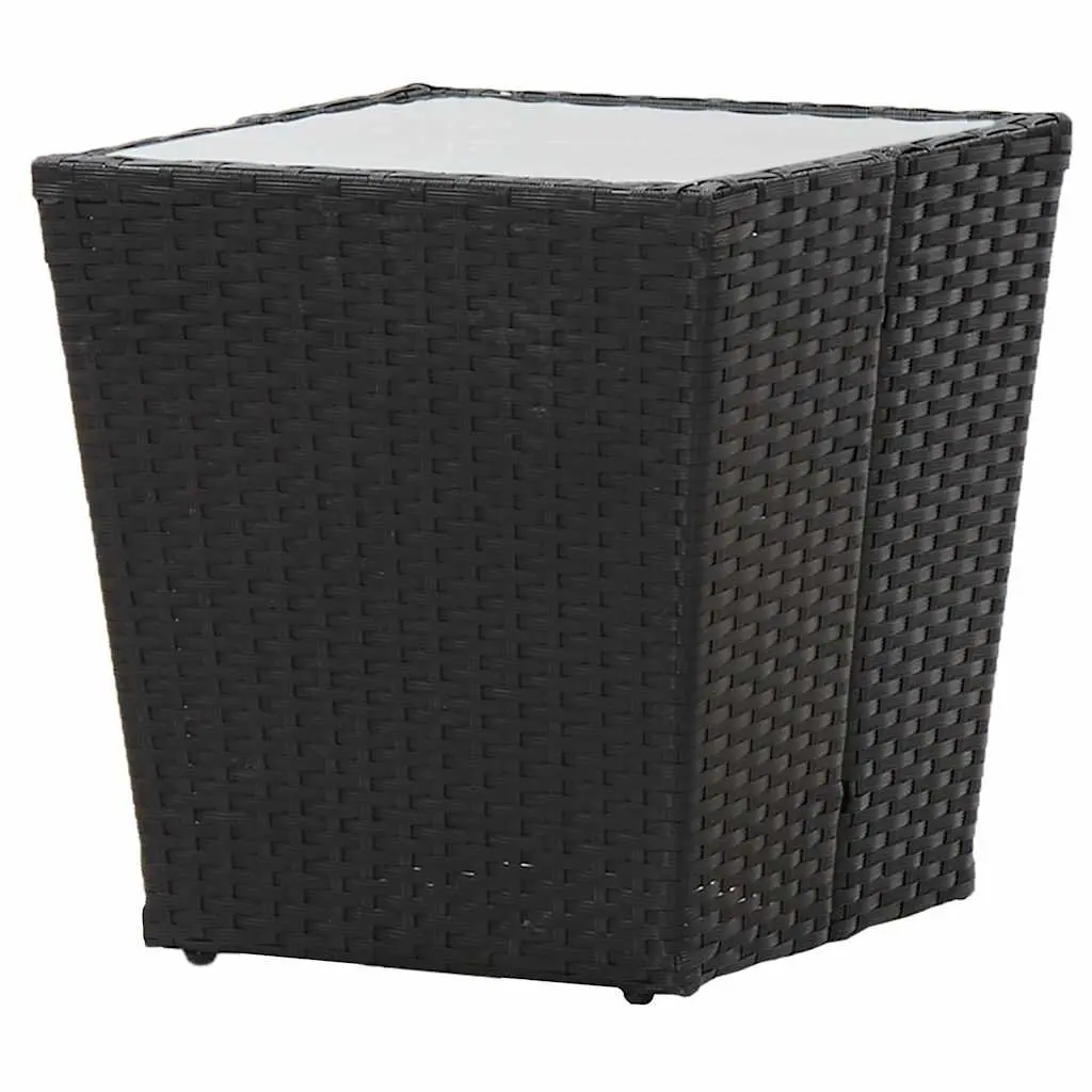 3 Piece Bistro Set Steel PE Rattan Black Chairs Table Outdoor Garden Furniture