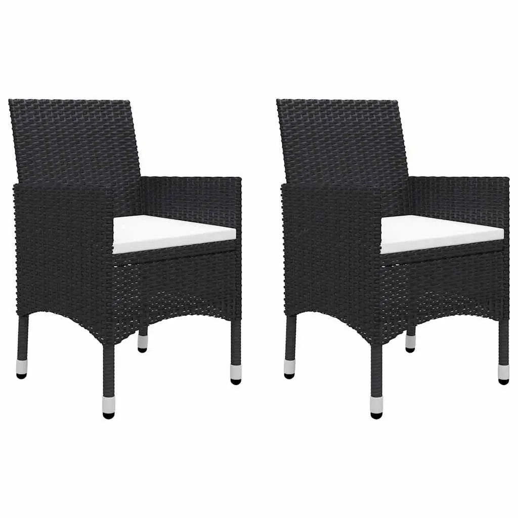 3 Piece Bistro Outdoor Furniture Set Powder-coated Steel PE Rattan Black Acacia Wood Table