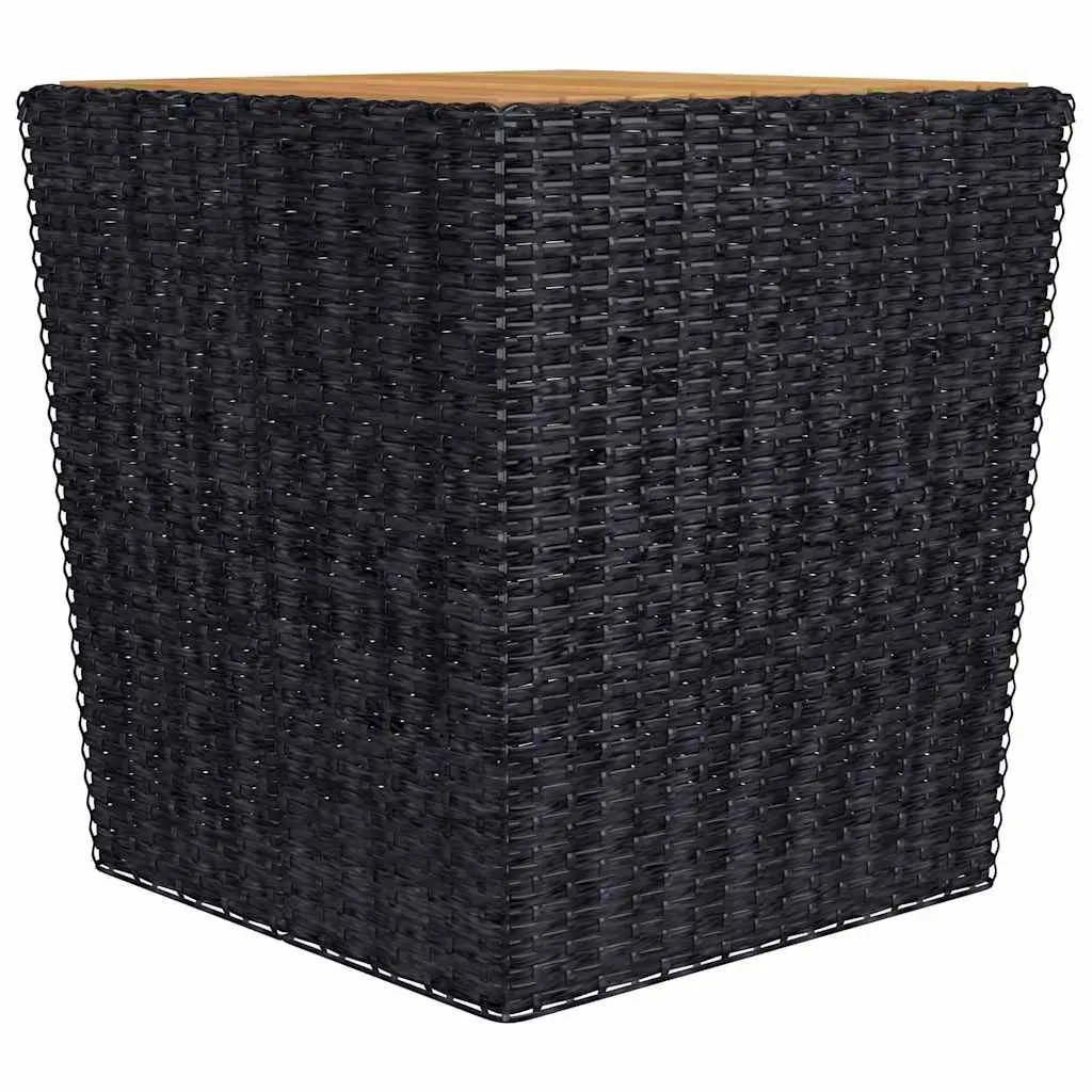 3 Piece Bistro Outdoor Furniture Set Powder-coated Steel PE Rattan Black Acacia Wood Table