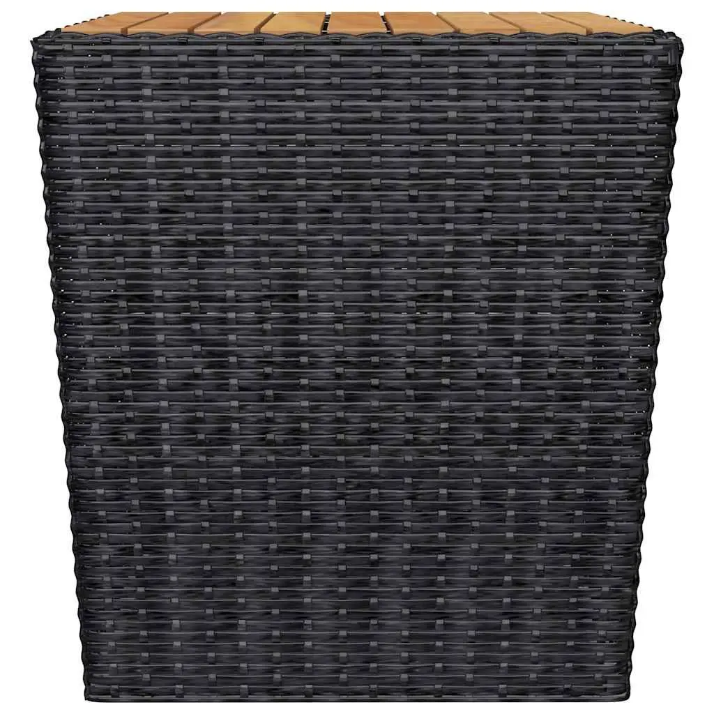 3 Piece Bistro Outdoor Furniture Set Powder-coated Steel PE Rattan Black Acacia Wood Table