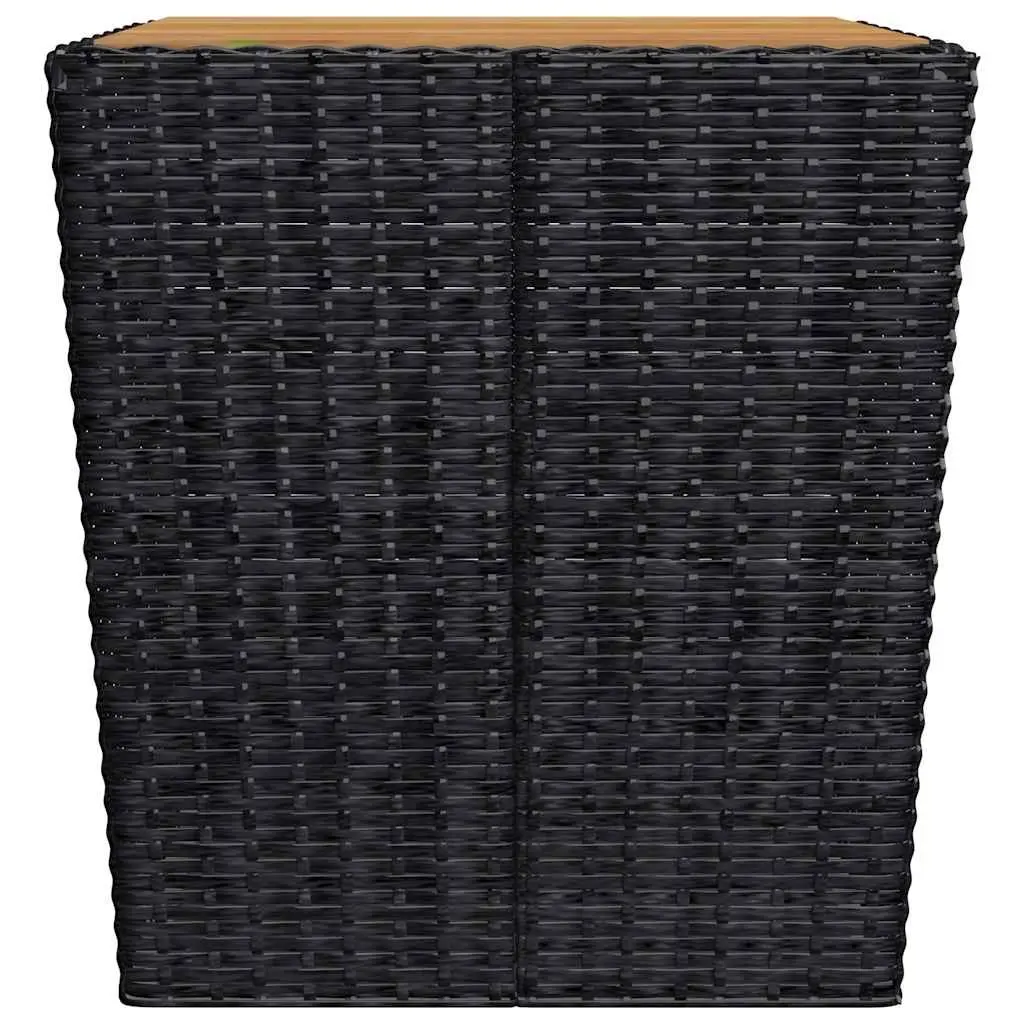 3 Piece Bistro Outdoor Furniture Set Powder-coated Steel PE Rattan Black Acacia Wood Table