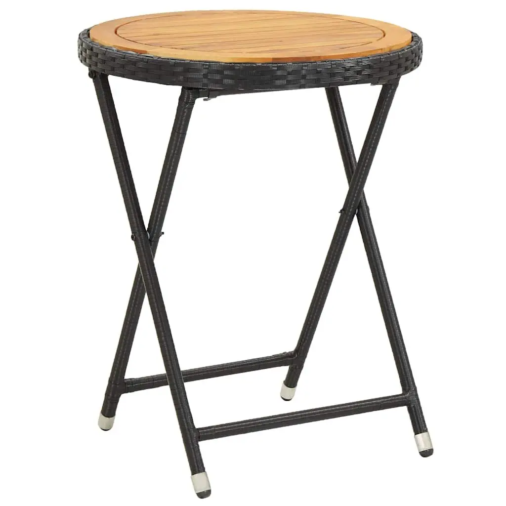 3 Piece Garden Bistro Set Outdoor Patio Furniture Rattan Chairs Table Black
