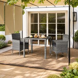 Functional 3 Piece Grey Garden Dining Set for Any Space