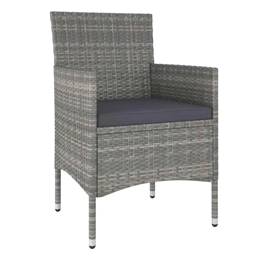 Garden Dining Set 3 Piece PE Rattan Acacia Wood Grey