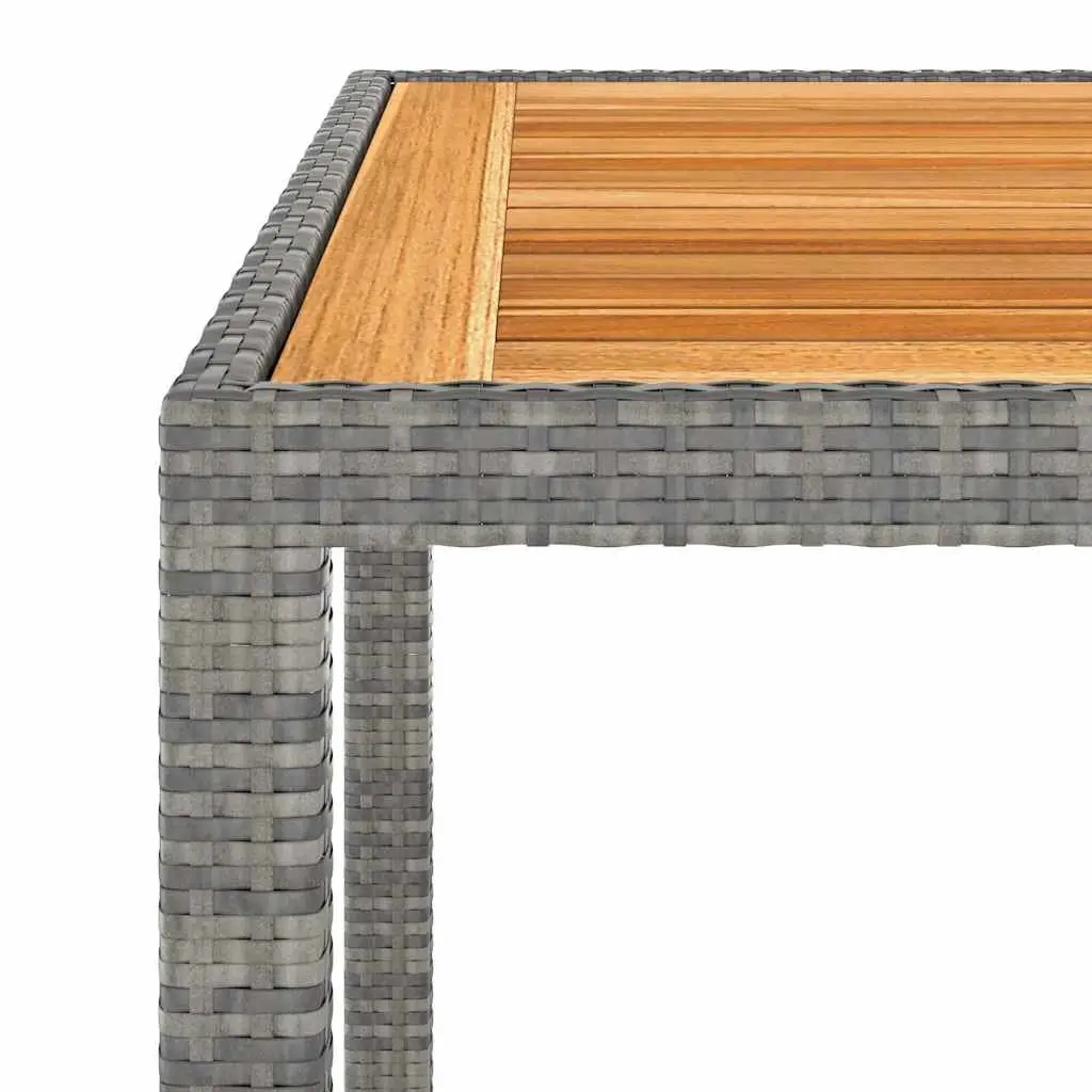 Garden Dining Set 3 Piece PE Rattan Acacia Wood Grey