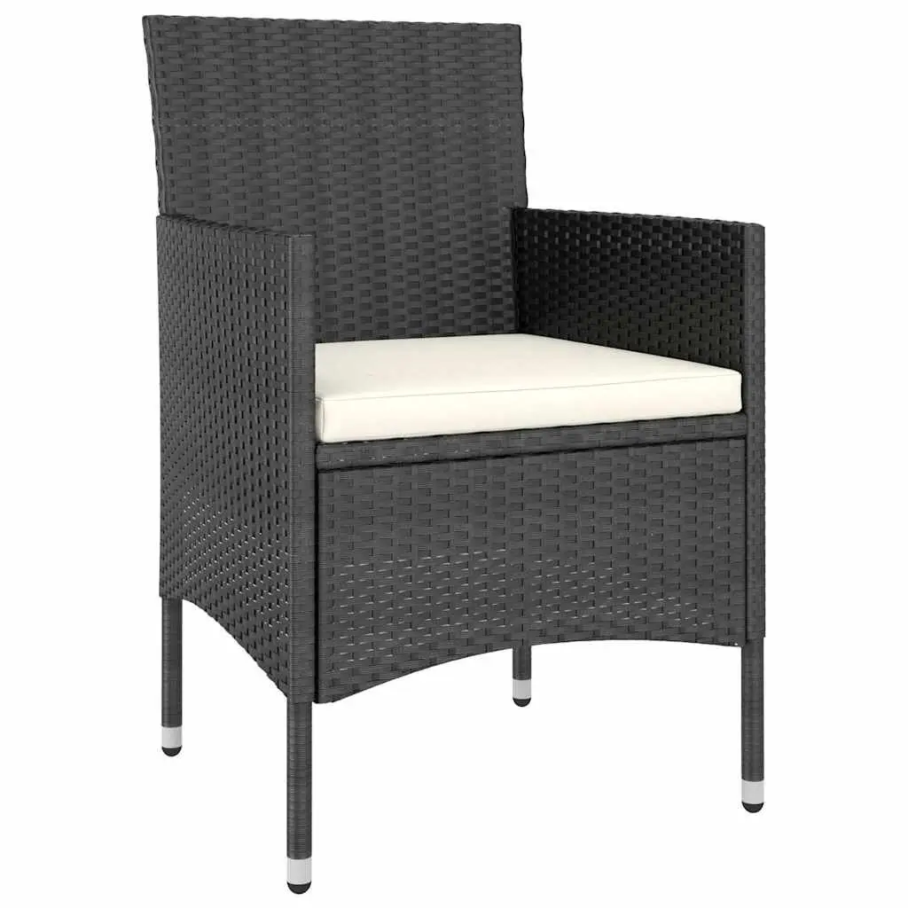 5 Piece Outdoor Dining Set Powder-Coated Steel PE Rattan Black Garden Patio Furniture