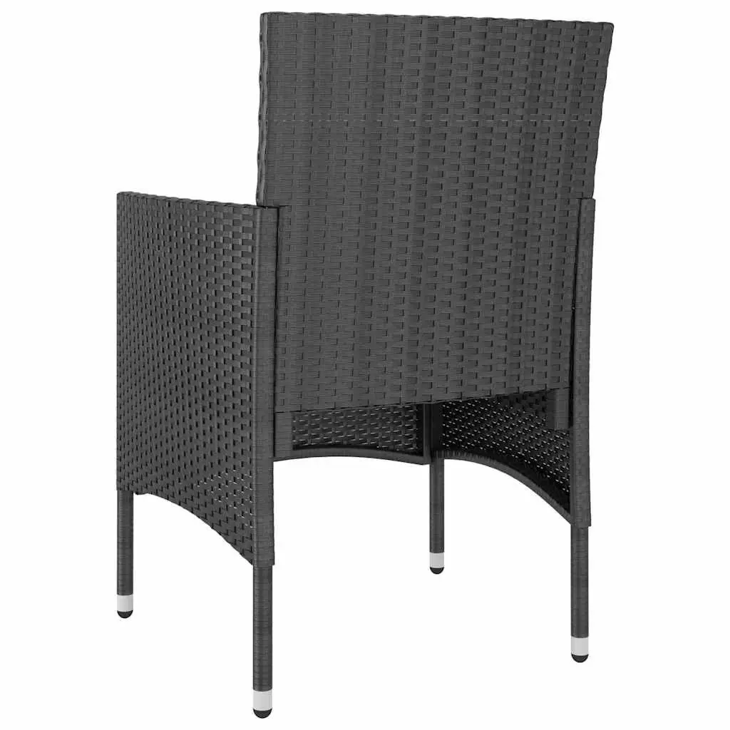 5 Piece Outdoor Dining Set Powder-Coated Steel PE Rattan Black Garden Patio Furniture