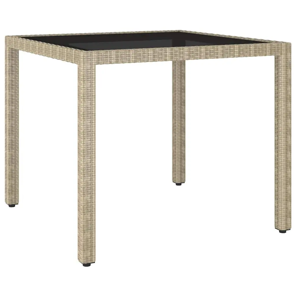 Outdoor Garden Dining Table Set 5 Piece Beige Poly Rattan Chairs