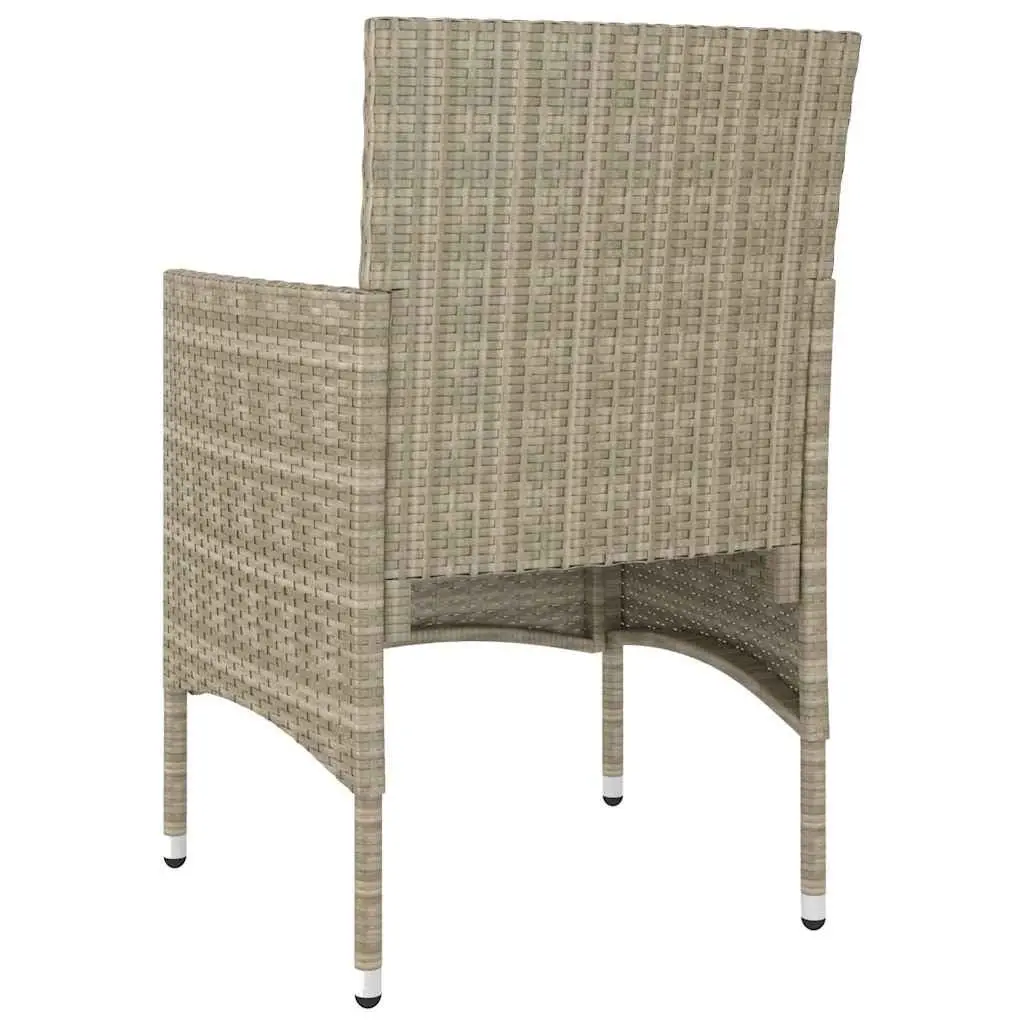 Outdoor Garden Dining Table Set 5 Piece Beige Poly Rattan Chairs