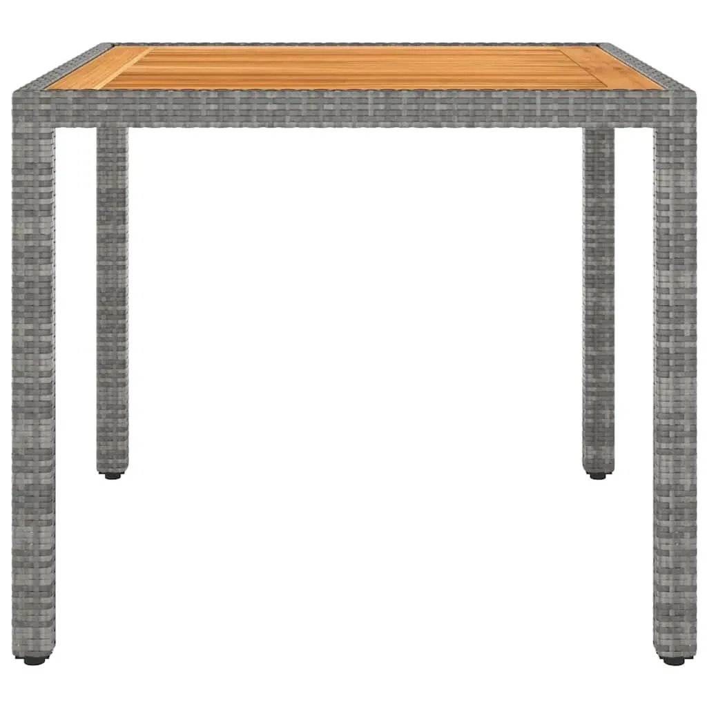 Garden Dining Set 5 Piece PE Rattan Steel Frame Acacia Wood Grey