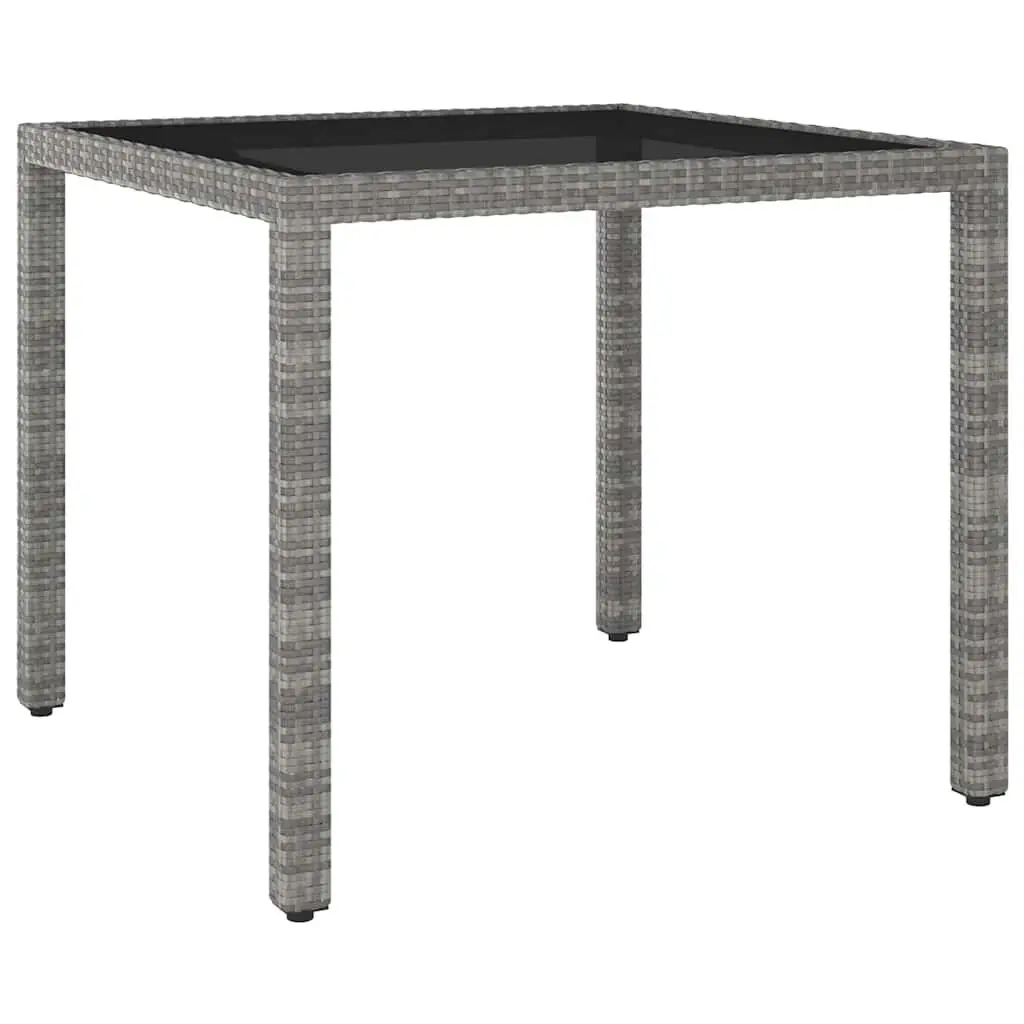 Garden Dining Set 5 Piece Outdoor Furniture Grey Poly Rattan Tempered Glass