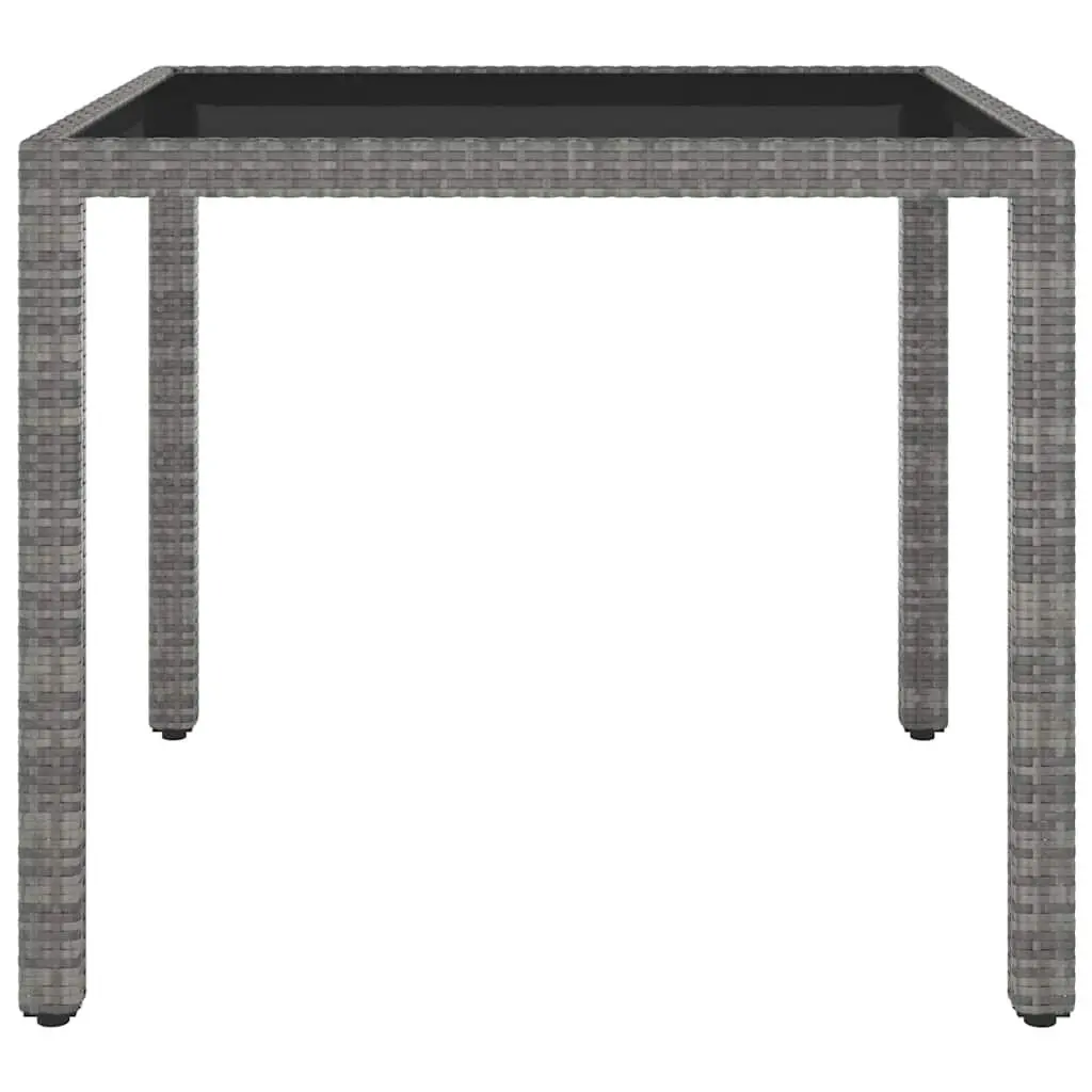 Garden Dining Set 5 Piece Outdoor Furniture Grey Poly Rattan Tempered Glass