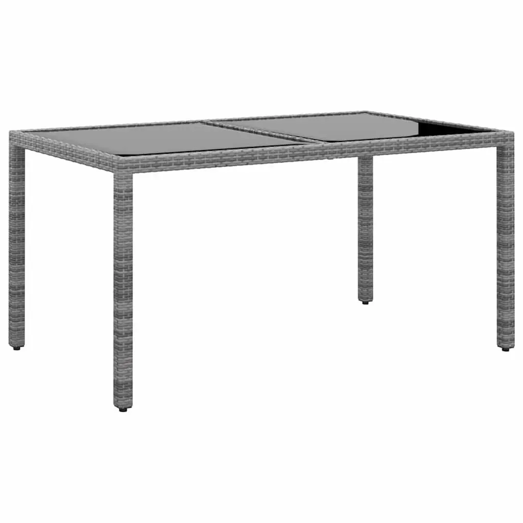 5 Piece Garden Dining Set Outdoor Patio PE Rattan Table with Tempered Glass Grey