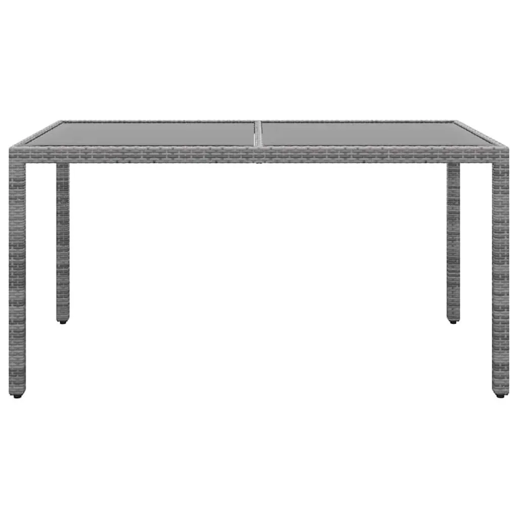 5 Piece Garden Dining Set Outdoor Patio PE Rattan Table with Tempered Glass Grey