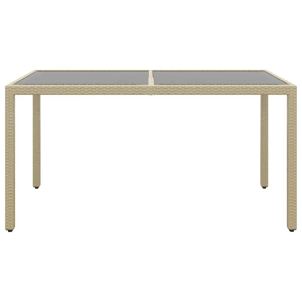 5 Piece Garden Dining Set Steel Frame PE Rattan Tempered Glass Table Beige