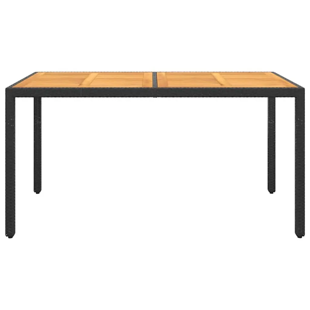 5 Piece Outdoor Dining Set Black Acacia Wood Table PE Rattan Steel Frame