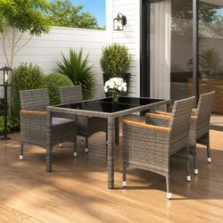 Practical 5-Piece Grey Rattan Set for Outdoor Dining
