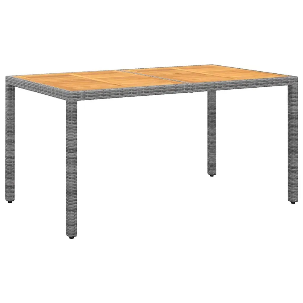 7 Piece Garden Dining Set Outdoor Patio Furniture Grey Rattan Powder-coated Steel Acacia Wood Table Chairs