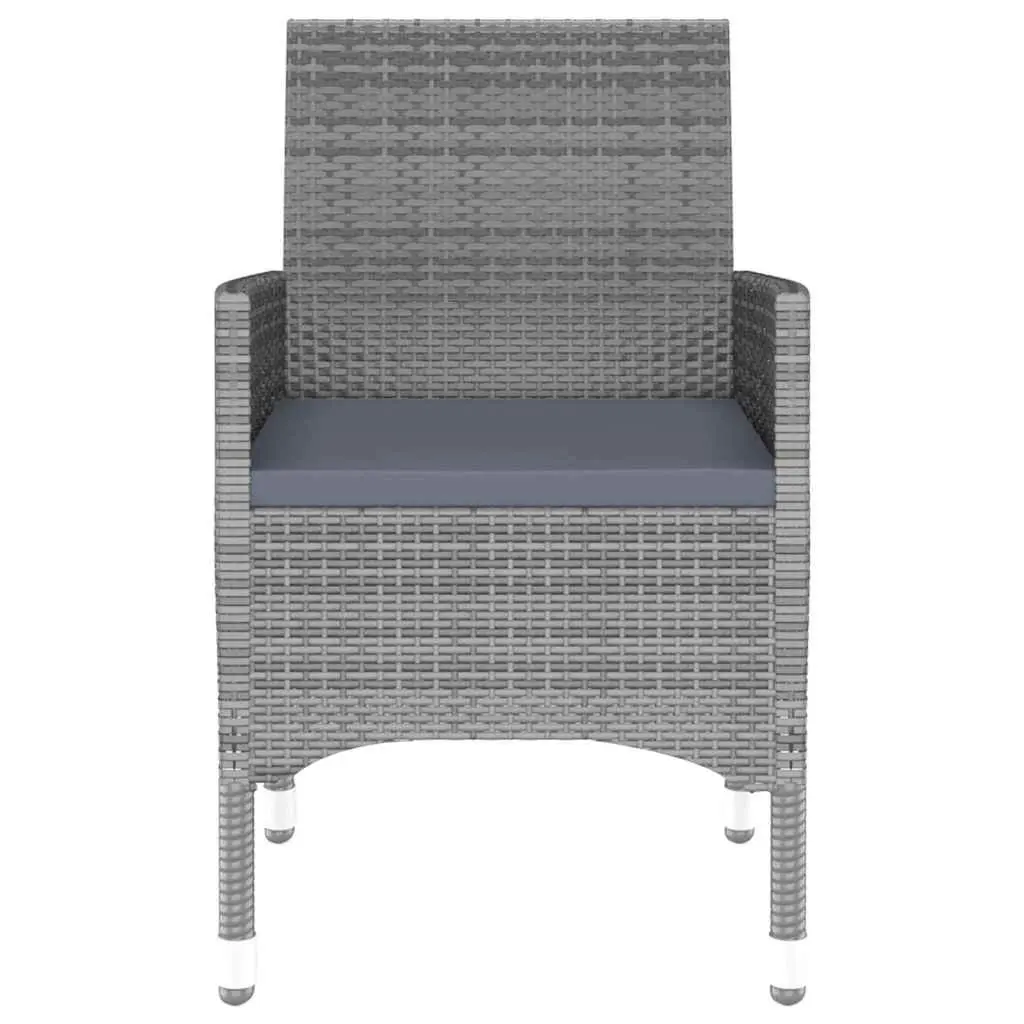 7 Piece Garden Dining Set Rattan Powder-coated Steel Grey Glass Table Chairs Outdoor Furniture