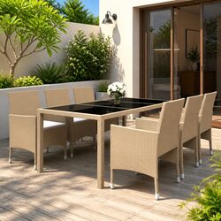 Practical 7 Piece Garden Dining Set for Home Use