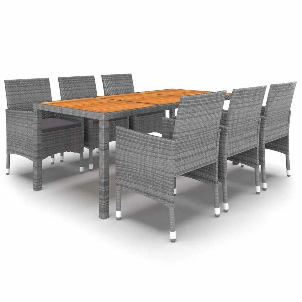 7 Piece Garden Dining Set Outdoor Patio Furniture Grey Rattan Table Chairs