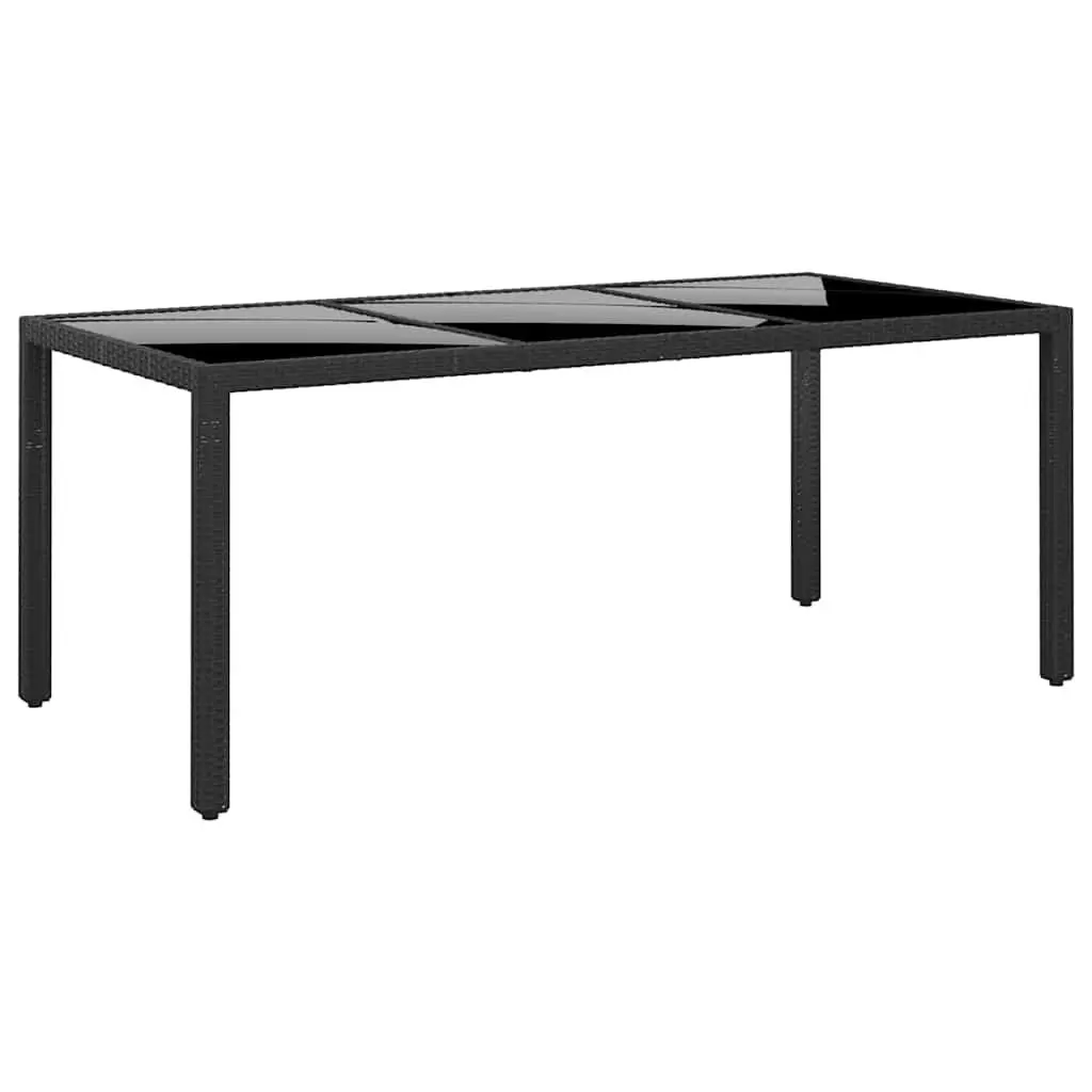 9 Piece Garden Dining Set PE Rattan Steel Frame Black