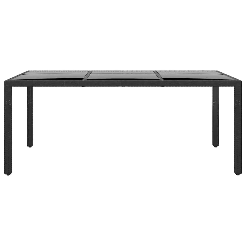 9 Piece Garden Dining Set PE Rattan Steel Frame Black